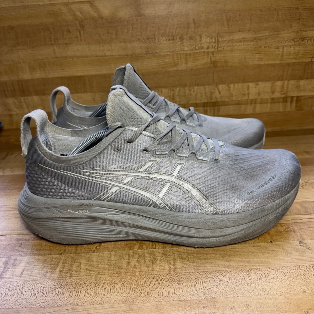 ASICS Gel-Nimbus 27 Mens size 13 Running Shoes Grey PureGEL Sneakers 1011B958